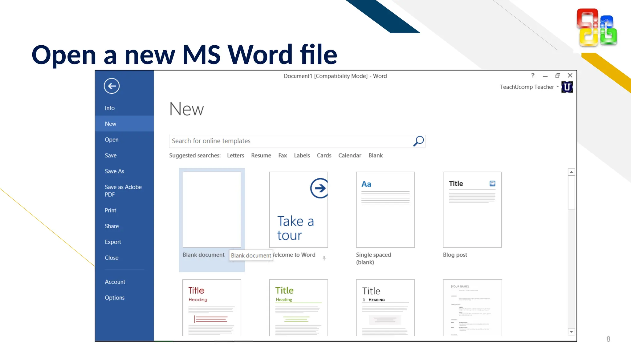 FR
8
Open a new MS Word file
 