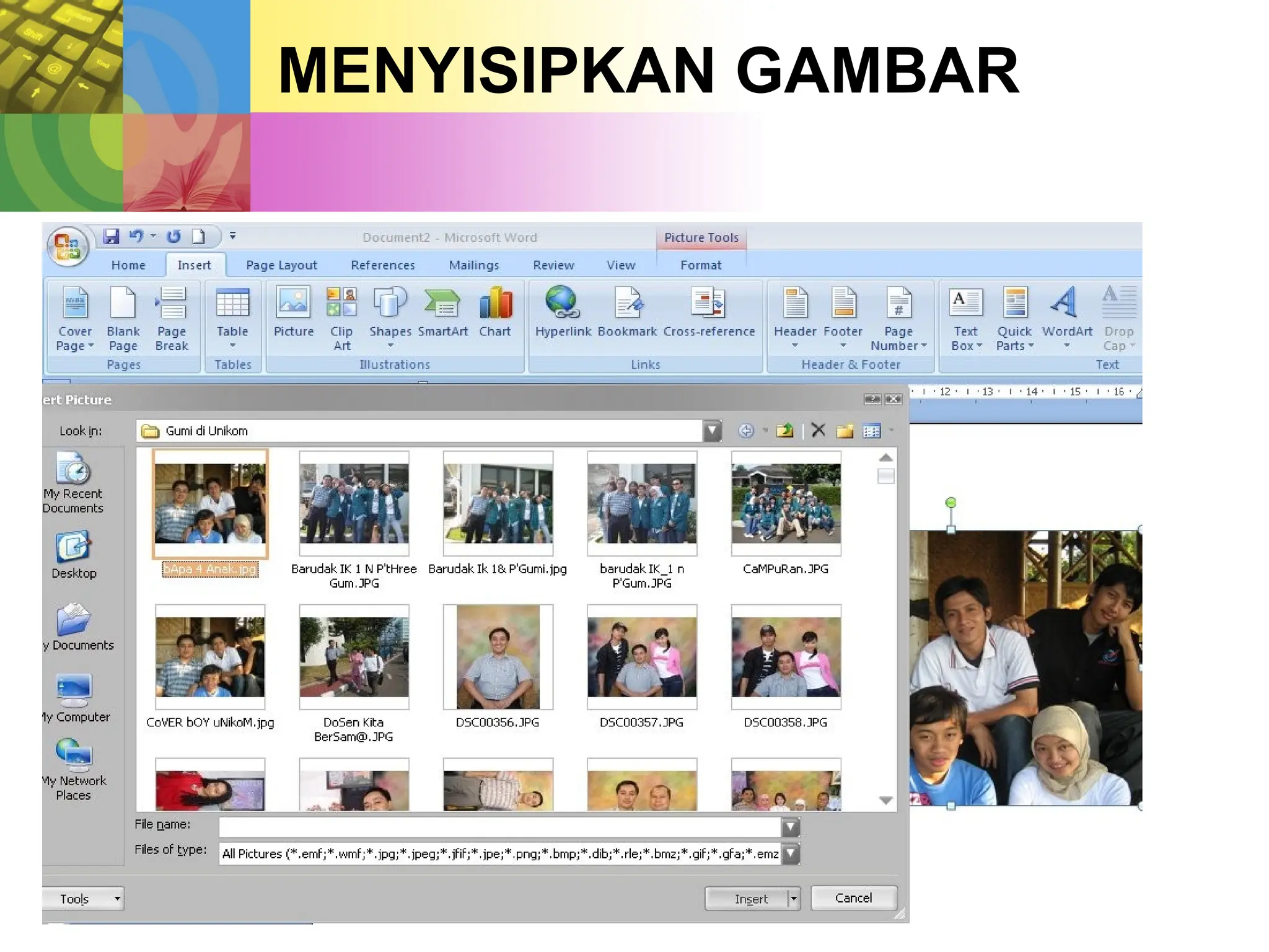 MENYISIPKAN GAMBAR
 