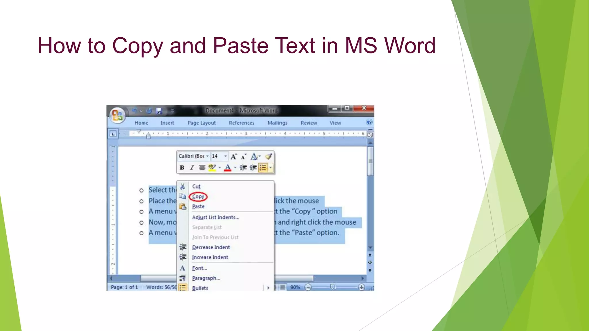 How to Copy and Paste Text in MS Word
 