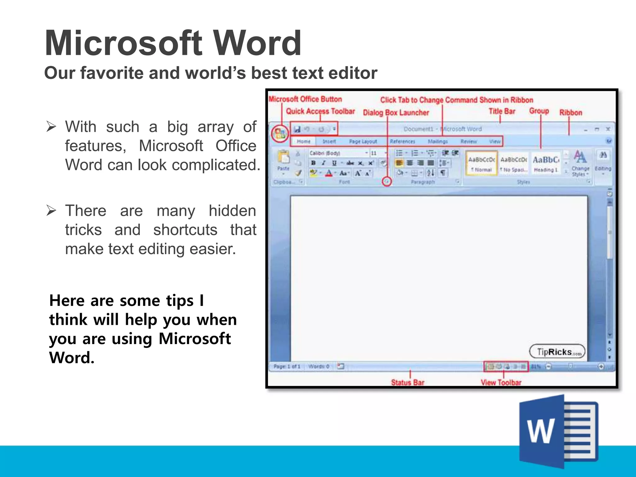 Tips Examples Word File Ms Word Useful Tips Presentation - Muhammad Tahir Habib | PPTX