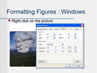 Formatting Figures : Windows
 Right click on the picture
 