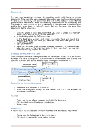 Ms word 2007 practical notes | PDF