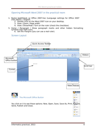 Ms Word 07 Practical Notes