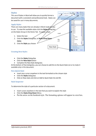 Ms word 2007 practical notes | PDF