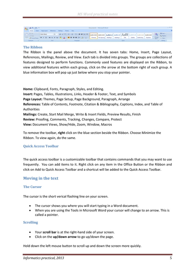 Ms word 2007 practical notes pdf
