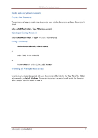 Ms word 2007 practical notes | PDF
