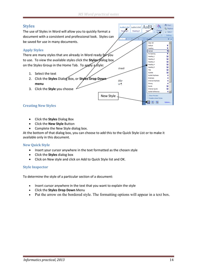 ms word 2007 practical assignments for students