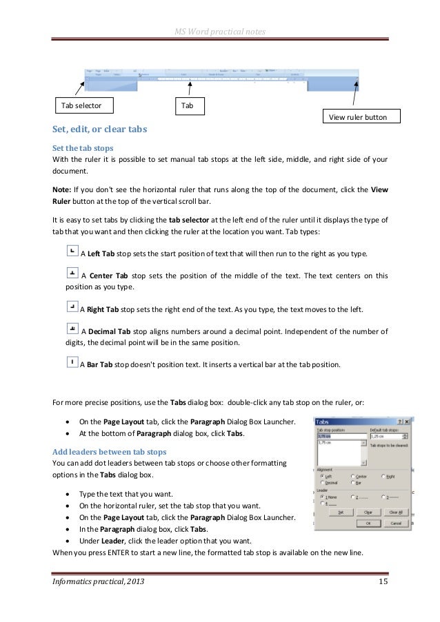 ms word 2007 practical notes
