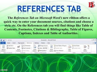 Explanation About MS Word And its Various Tabs And Toolbars 