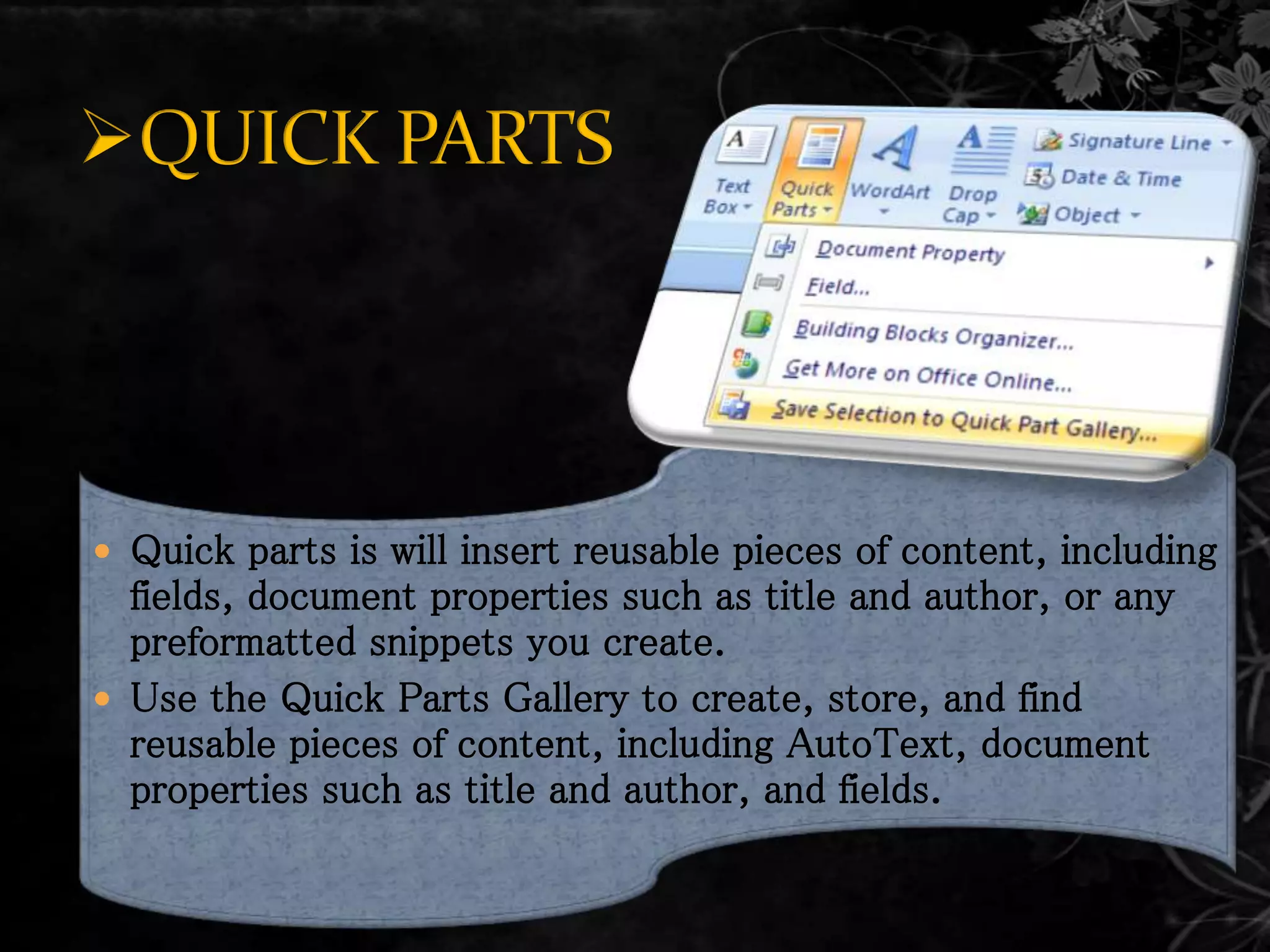 Ms Word (Insert Option) | PPT