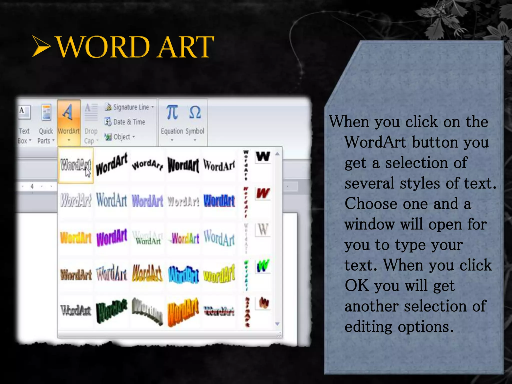 Ms Word (Insert Option) | PPT