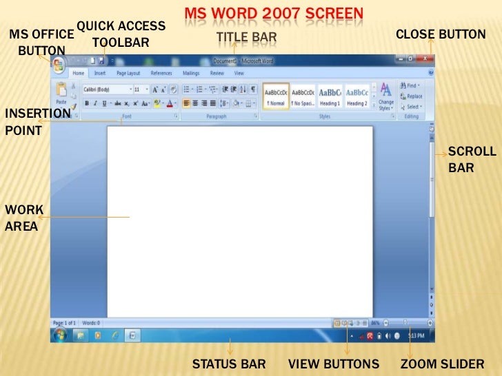Ms Word Screen Ms Word Screen