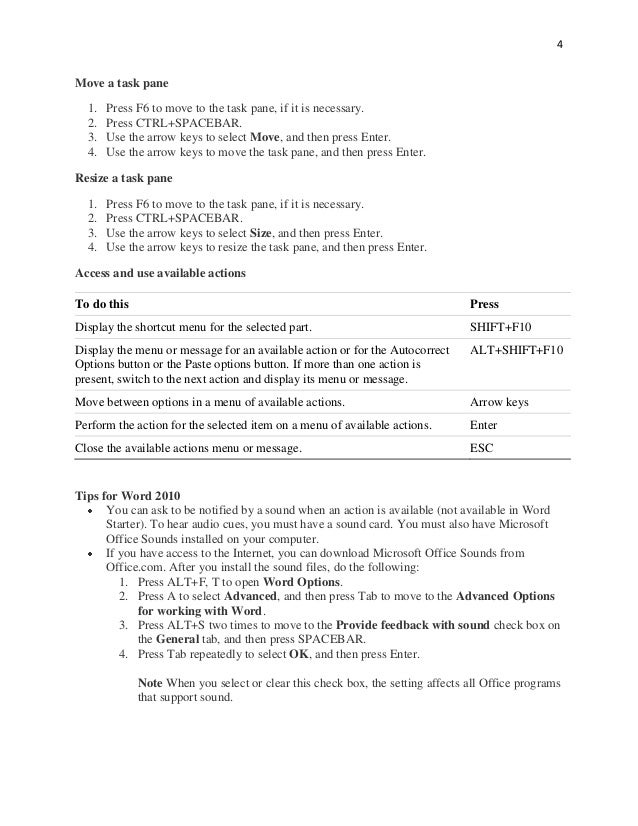 ms word shortcut keys pdf