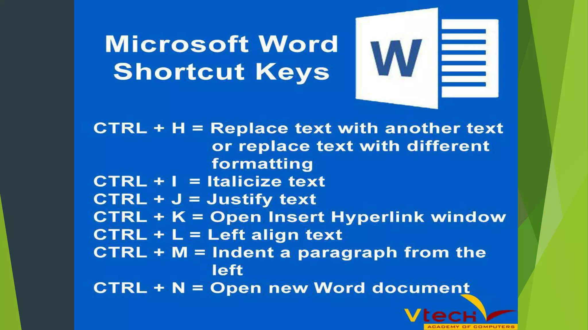 Ms Word Shortcut Keys - Vtech Academy
