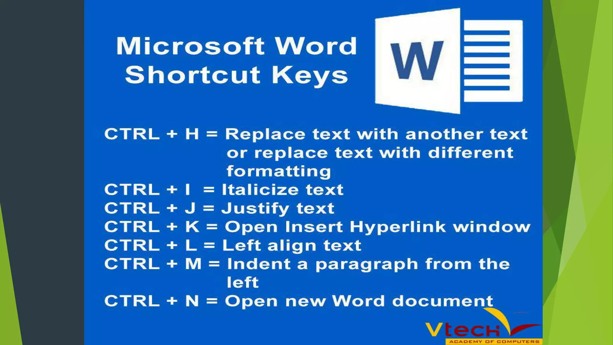 Ms Word Shortcut Keys - Vtech Academy