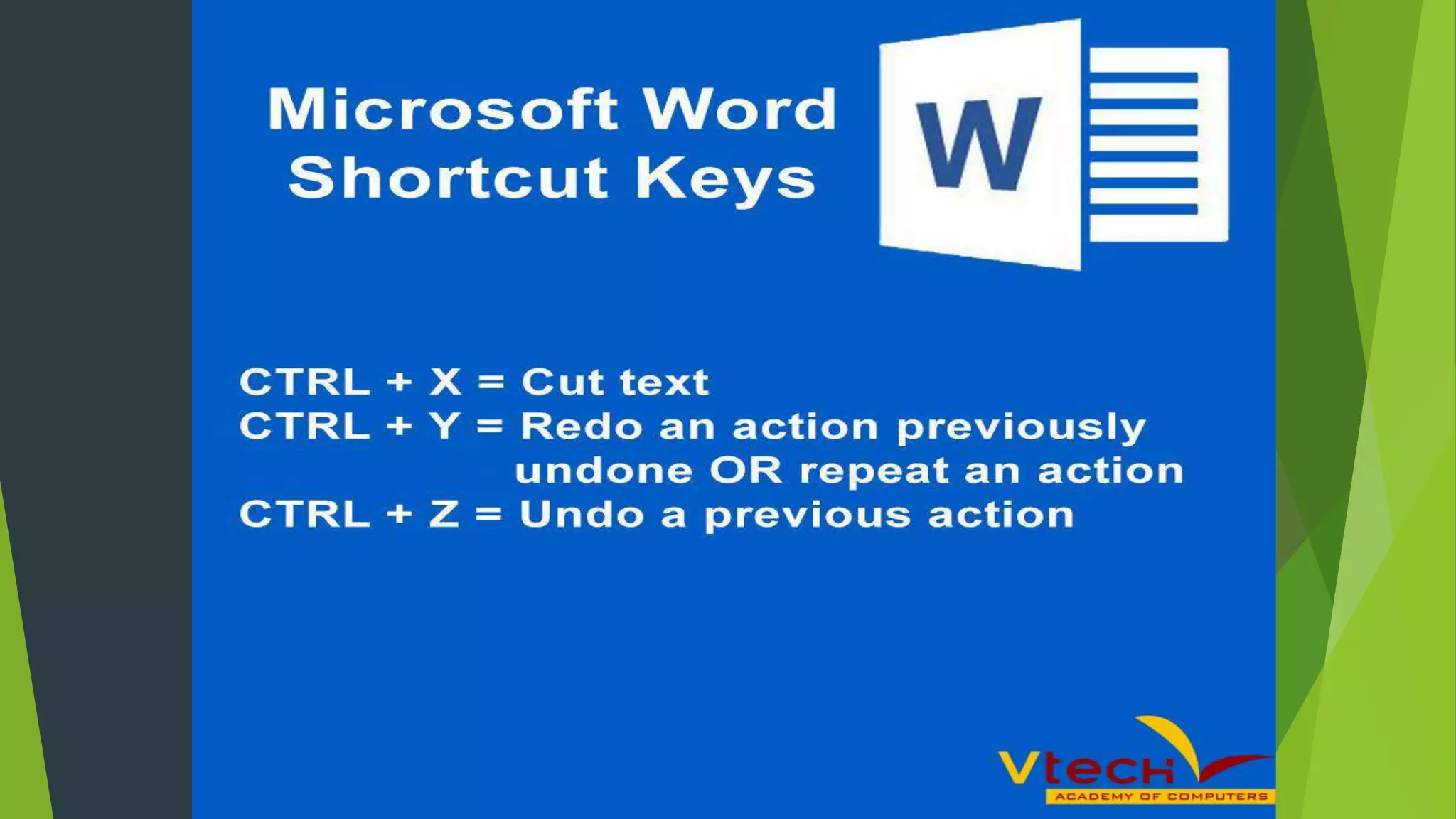 Ms Word Shortcut Keys - Vtech Academy