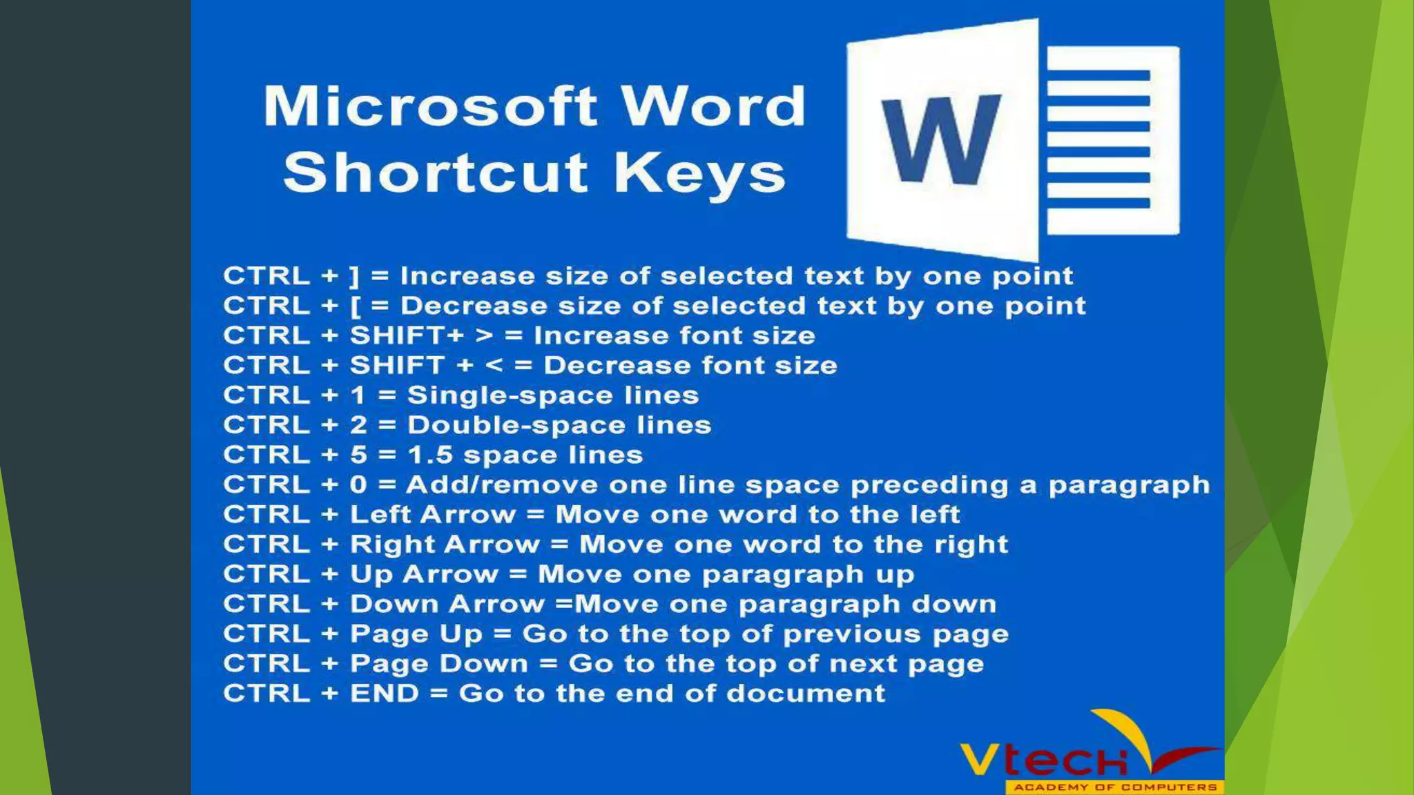 Ms Word Shortcut Keys - Vtech Academy