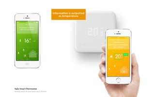 Information is outputted
as temperature.
brick
Tado Smart-Thermostat
Heating control via smarthpone app or browser
 