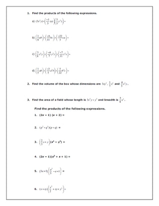 Maths algebraic expression and identities