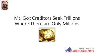 Mt. Gox Creditors Seek Trillions
Where There are Only Millions
 
