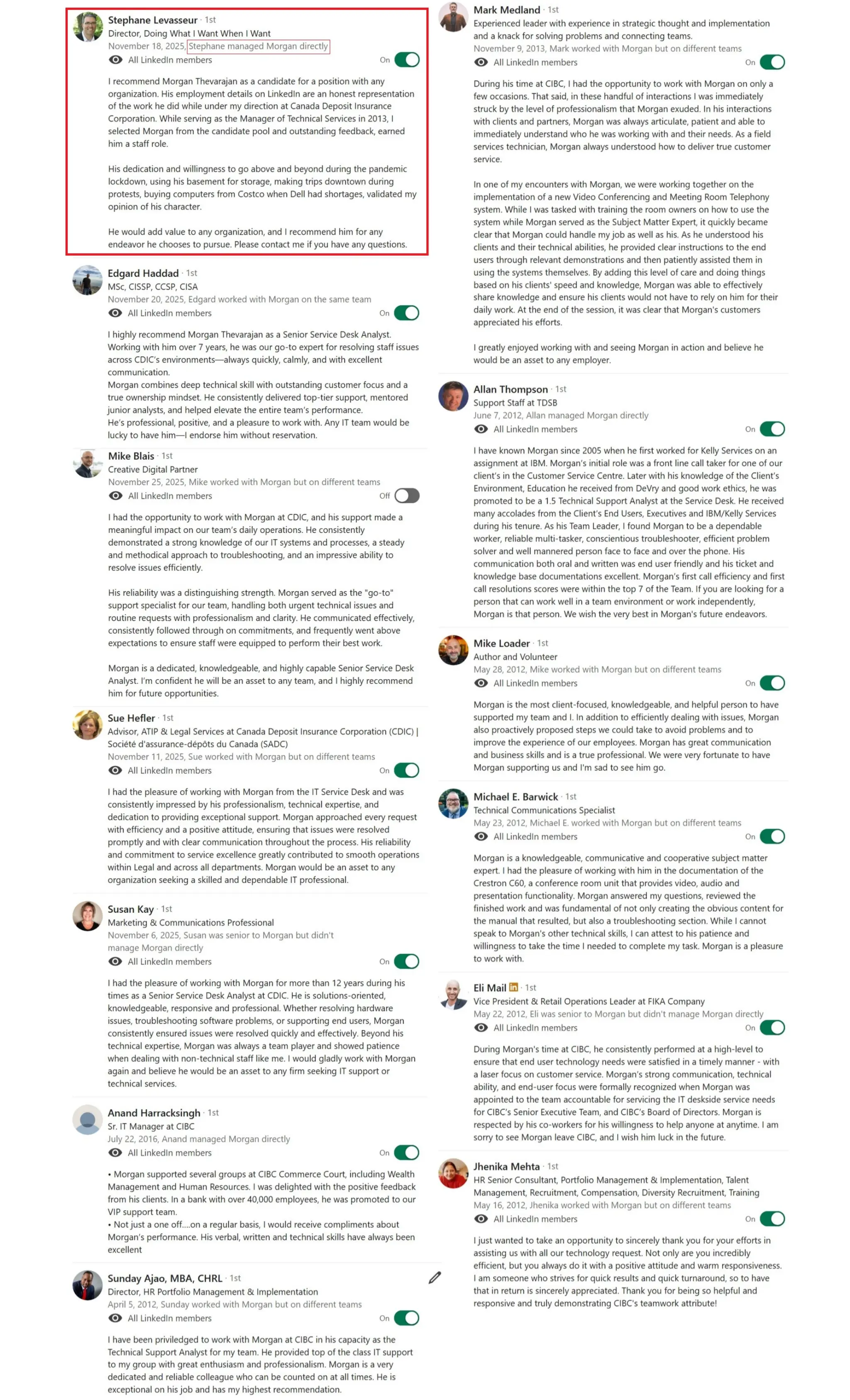 Morgan Thevarajan's LinkedIn Recommendations - 2025