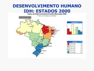 DESENVOLVIMENTO HUMANO IDH: ESTADOS 2000 