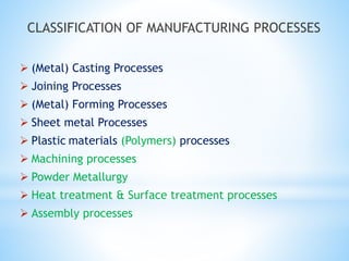 MANUFACTURING TECHNOLOGY-I | PPT