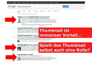 Thumbnail ist
immenser Vorteil…
Spielt das Thumbnail
selbst auch eine Rolle?

 