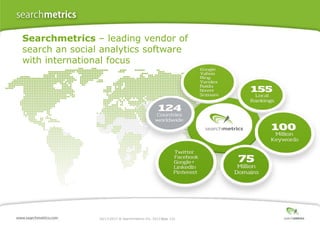 Searchmetrics – leading vendor of
search an social analytics software
with international focus

10/17/2013 ® Searchmetrics Inc. 2013 Page 122
│

 