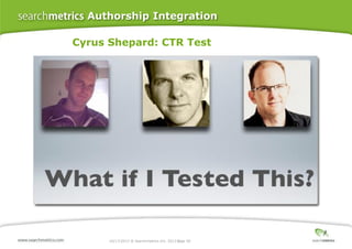 Authorship Integration
Cyrus Shepard: CTR Test

10/17/2013 ® Searchmetrics Inc. 2013 Page 50
│

 