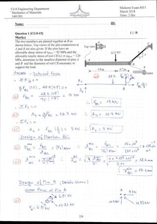 Mechanics of materials (Midterm Exam) | PDF