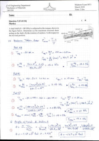 Mechanics of materials (Midterm Exam) | PDF