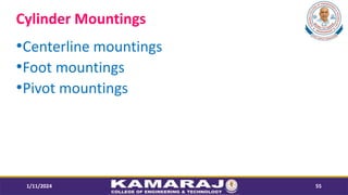 Cylinder Mountings
?Centerline mountings
?Foot mountings
?Pivot mountings
1/11/2024 55
 