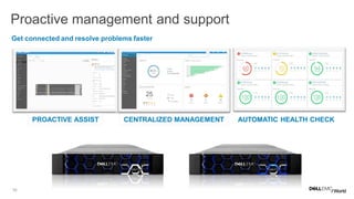 10
Get connected and resolve problems faster
Proactive management and support
PROACTIVE ASSIST CENTRALIZED MANAGEMENT AUTOMATIC HEALTH CHECK
 