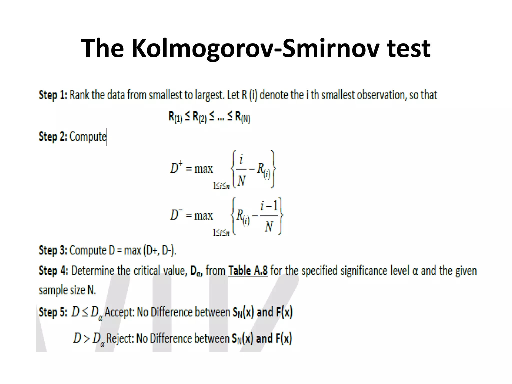The Kolmogorov-Smirnov test
 