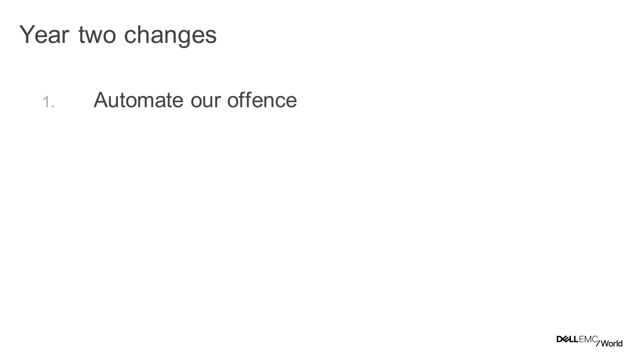 29
Dell - Internal Use - Confidential
Year two changes
1. Automate our offense
 