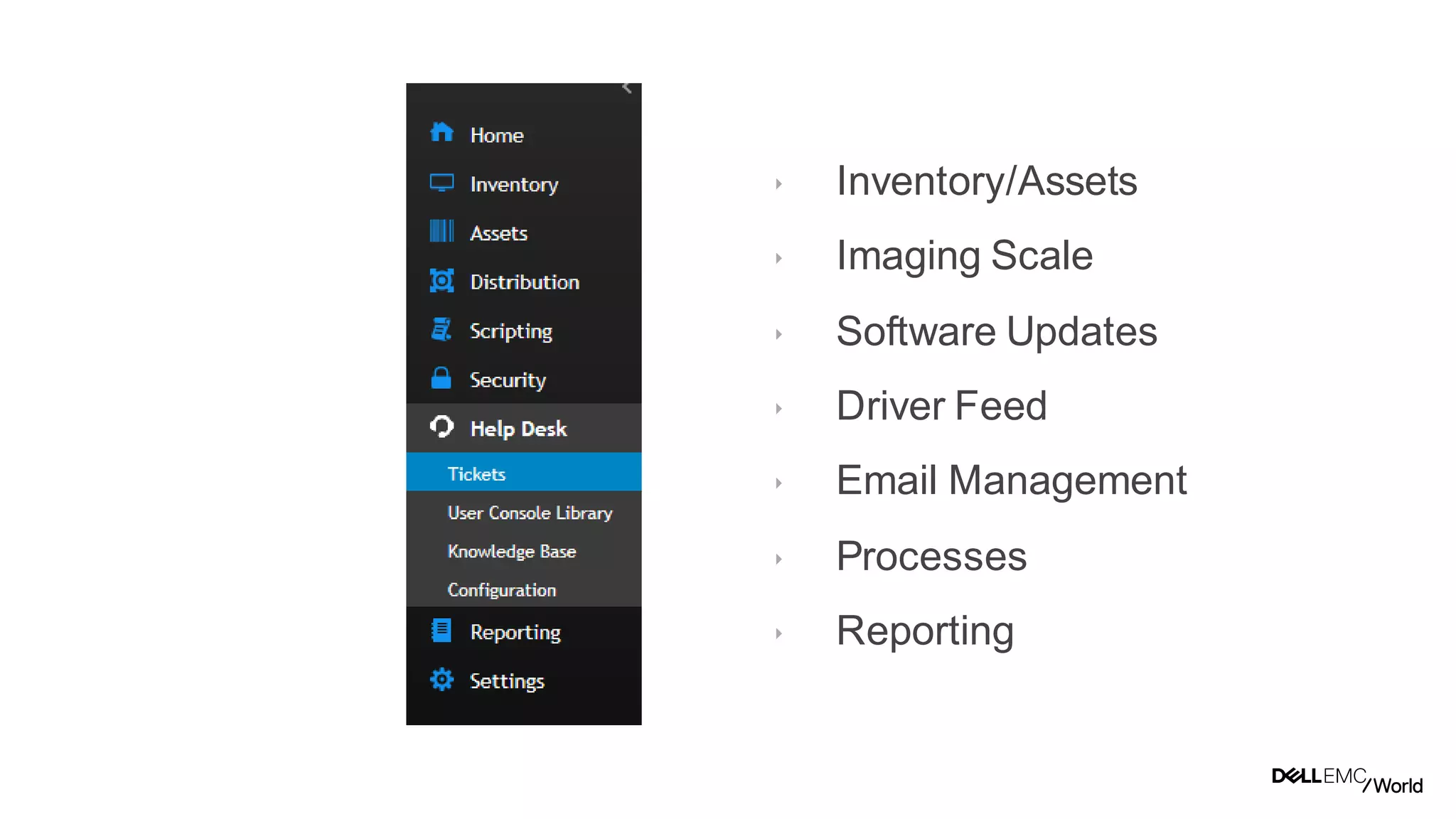 50
Dell - Internal Use - Confidential
‣ Inventory/Assets
‣ Imaging Scale
‣ Software Updates
‣ Driver Feed
‣ Email Management
‣ Processes
‣ Reporting
 