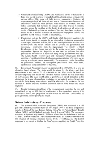 GXH

WR   ODFN   RI   DZDUHQHVV      3HRSOH·V   SDUWLFLSDWLRQ   LQ WKH SURJUDPPHV ZDV UHSRUWHG          PLQLPDO GXH WR DEVHQFH RI 3DQFKDDWL 5DM

,QVWLWXWLRQV



7KH 0HHUXW 6WXG PDNHV D TXLFN HYDOXDWLRQ RI UXUDO GHYHORSPHQW SURJUDPPHV DQG UHSRUWV RI                        -5   WKDW ZRUNV ZHUH H[HFXWHG         DV

ELDVHG WRZDUGV EHQHILWLQJ JHQHUDO FDVWH DUHDV WKH GHGXFHG PDWHULDOODERXU UDWLR RI                         LQGLFDWLQJ JUHDWHU SURSHQVLW WR

VSHQG RQ PDWHULDOV TXDOLW RI ZRUNV ZDV EDG LQ WKUHH RXW RI ILYH VDPSOH YLOODJHV LQDGHTXDF RI IXQGV DW JUDP SDQFKDDW OHYHO OHG

WR ULVH RI SUHVVXUH JURXSV IUDJPHQWLQJ WKH YLOODJH VRFLHW WKHUH ZDV ODFN RI WUDQVSDUHQF DQG WKH ERRNNHHSLQJ ZDV DOVR SRRU

ORFDO ODERXU ZDV QRW DYDLODEOH IRU -5 ZRUNV PDUNHW ZDJHV ZHUH KLJKHU WKDQ WKH ZDJHV SDLG RQ WKHVH ZRUNV DQG ODERXU

FRQWUDFWRUV XVXDOO IXGJH PXVWHU UROOV H[WHQGLQJ WKH DFWXDO GDV RI ZRUN GRQH ($6 ZDV E DQG ODUJH UHGXQGDQW VFKHPH LQ D

ODERXUGHILFLW GLVWULFW OLNH 0HHUXW 8WLOLVDWLRQ RI IXQGV XQGHU WKLV VFKHPH ZDV YHU SRRU $OPRVW DOO ZRUNV ZHUH EHLQJ H[HFXWHG

WKURXJK FRQWUDFWRUV 1RQH RI WKH UHJLVWHUHG ZRUNHUV KDG IDPLO FDUGV ZLWK WKHP ,Q PDQ FDVHV ODERXU ZDV DUUDQJHG IURP RXWVLGH

WKH EORFN GHSDUWLQJ IURP QRUPV ,$ IXQGV ZHUH H[FOXVLYHO UHVHUYHG IRU 6 FRPPXQLW 2QO RQHWKLUG RI EHQHILFLDULHV ZHUH EHORZ

SRYHUW     OLQH   0RVW   RI   WKH   EHQHILFLDULHV   UHSRUWHG KDYLQJ SDLG EULEH WR JHW WKHLU DSSOLFDWLRQV SURFHVVHG ,QWHUHVWLQJO ,5'3

SHUIRUPDQFH KDV EHHQ JHQGHU VHQVLWLYH DV RYHU  SHU FHQW RI EHQHILFLDULHV ZHUH ZRPHQ %XW FRUUXSWLRQ ZDV UDPSDQW DQG ORDQV

ZHUH JLYHQ WR QRWVRSRRU EHQHILFLDULHV $V SHU %3/ VXUYH WKH QXPEHU RI HOLJLEOH IDPLOLHV KDV EHFRPH VPDOO DV PRVW YLOODJHV

KDYH UHDFKHG D VDWXUDWLRQ SRLQW ':5$ JURXSV ZHUH UHSRUWHG WR EH XQVWDEOH GXH WR KLJK GURSRXW UDWH %DQNV ZHUH UHOXFWDQW WR

OHQG WR WKHVH JURXSV LQ WKH DEVHQFH RI FROODWHUDO $FWLYLWLHV XQGHU WKH VFKHPH GLG QRW LHOG VXIILFLHQW UHWXUQV 10%6 EHQHILFLDULHV

JRW WKH PRQH DIWHU GHOLYHU DQG YHU IHZ DFWXDOO VSHQW LW RQ LPSURYLQJ WKHLU GLHW 7KH ZDQWHG IRRG WR EH JLYHQ LQ SODFH RI FDVK

12$36 EHQHILFLDULHV ZDQWHG WKHLU SHQVLRQ DW D VKRUWHU LQWHUYDO WKDQ VL[ PRQWKV DV DW SUHVHQW 16$3 ZDV JHQHUDOO D EULEHUIUHH

SURJUDPPH



6RXUFH  