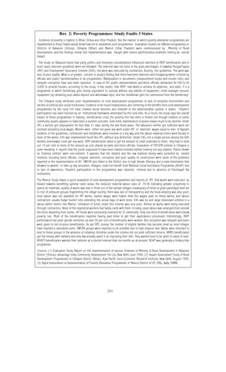 Box 2: Poverty Programmes: Study Faults 3 States
 ,QFLGHQFH RI SRYHUW LV KLJKHVW LQ %LKDU 2ULVVD DQG 8WWDU 3UDGHVK %XW WKH PDQQHU LQ ZKLFK SRYHUW DOOHYLDWLRQ SURJUDPPHV DUH

LPSOHPHQWHG LQ WKHVH 6WDWHV ZRXOG VKRZ KRZ QRW WR LPSOHPHQW VXFK SURJUDPPHV (YDOXDWLRQ VWXGLHV RQ GLIIHUHQW SURJUDPPHV LQ

'LVWULFWV    RI     %DODVRUH    2ULVVD 