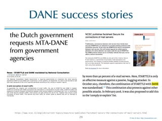 © Men & Mice http://menandmice.com
DANE success stories
the Dutch government
requests MTA-DANE
from government
agencies
29
https://www.ncsc.nl/english/current-topics/news/ncsc-publishes-factsheet-secure-the-connections-of-mail-servers.html
 