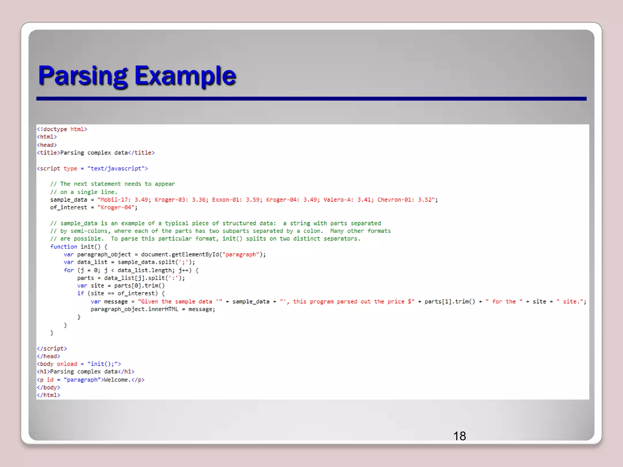 Parsing Example

18

 