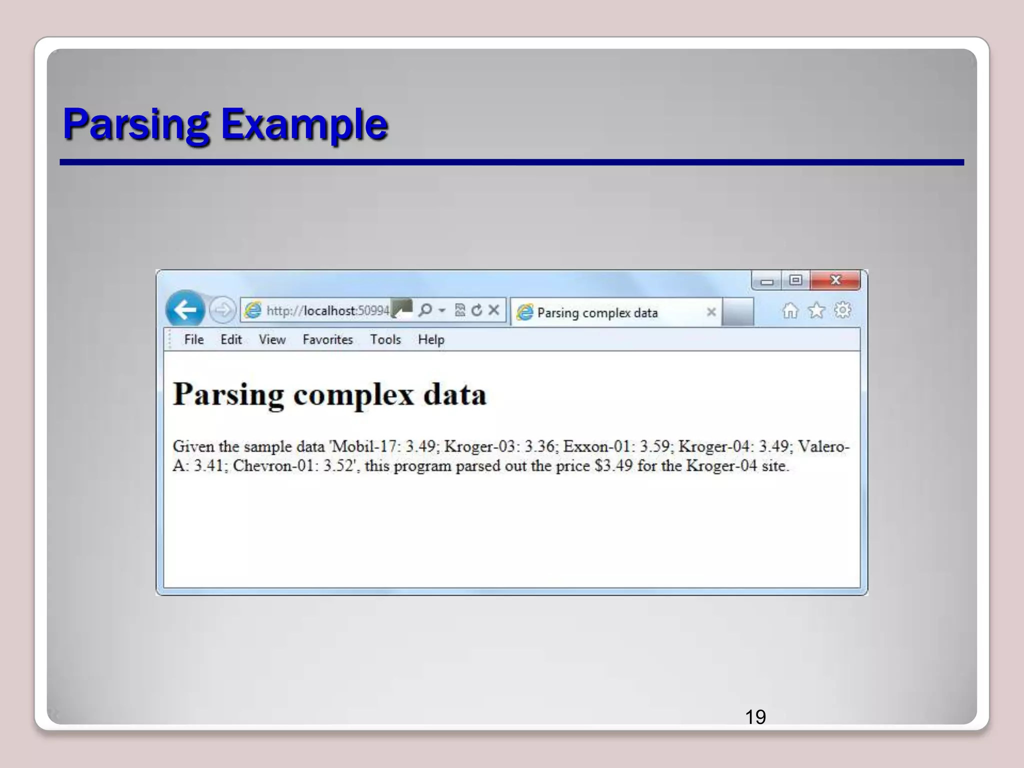 Parsing Example

19

 