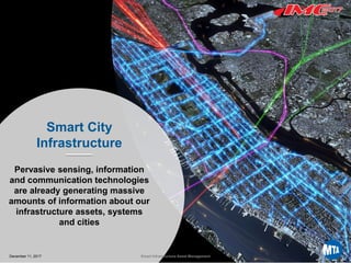 Printed12/29/20173:41PM
31
Pervasive sensing, information
and communication technologies
are already generating massive
amounts of information about our
infrastructure assets, systems
and cities
Smart City
Infrastructure
December 11, 2017 Smart Infrastructure Asset Management
 
