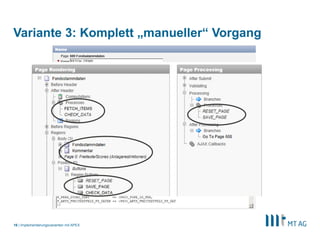 | Implementierungsvarianten mit APEX16
Variante 3: Komplett „manueller“ Vorgang
 