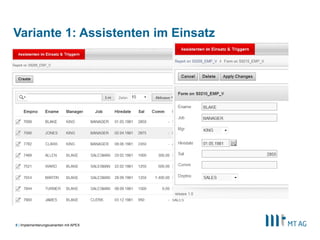 | Implementierungsvarianten mit APEX8
Variante 1: Assistenten im Einsatz
 