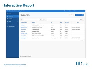 |
Interactive Report
Rapid Application Development mit APEX 532
 