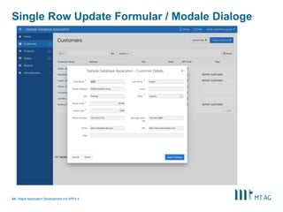 |
Single Row Update Formular / Modale Dialoge
Rapid Application Development mit APEX 534
 