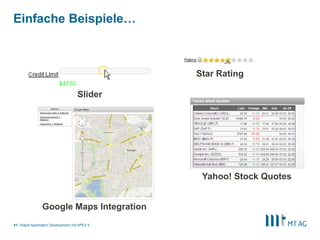 |
Einfache Beispiele…
Rapid Application Development mit APEX 541
Slider
Star Rating
Yahoo! Stock Quotes
Google Maps Integration
 