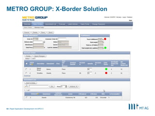 |
METRO GROUP: X-Border Solution
Rapid Application Development mit APEX 564
 