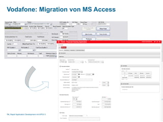 |
Vodafone: Migration von MS Access
Rapid Application Development mit APEX 574
 